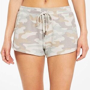 Z Supply Nikki camo Waffle Knit Shorts in Gray and Cream